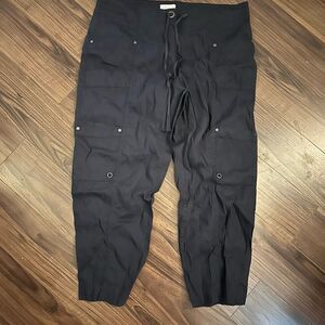 Eileen Fisher linen blend cargo pants black 14